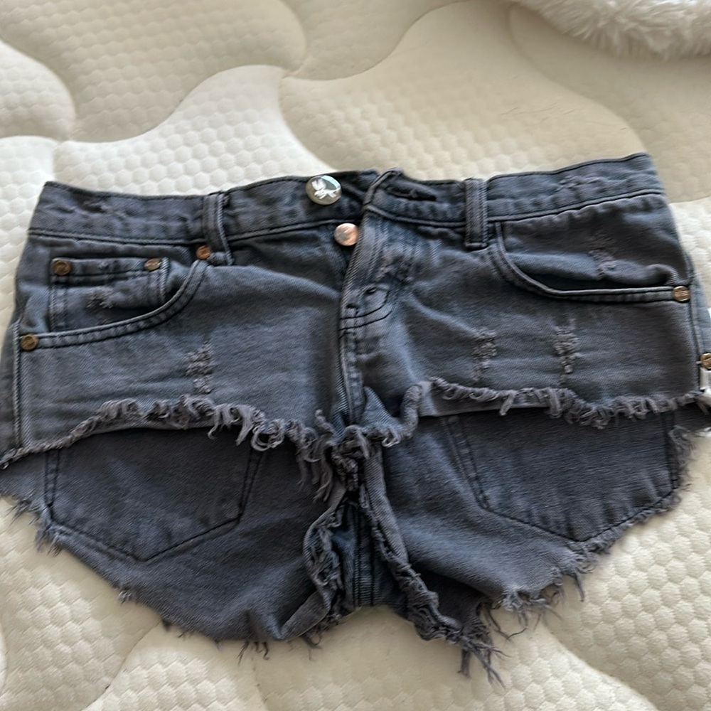 blue denim ish one teaspoons shorts low waisted